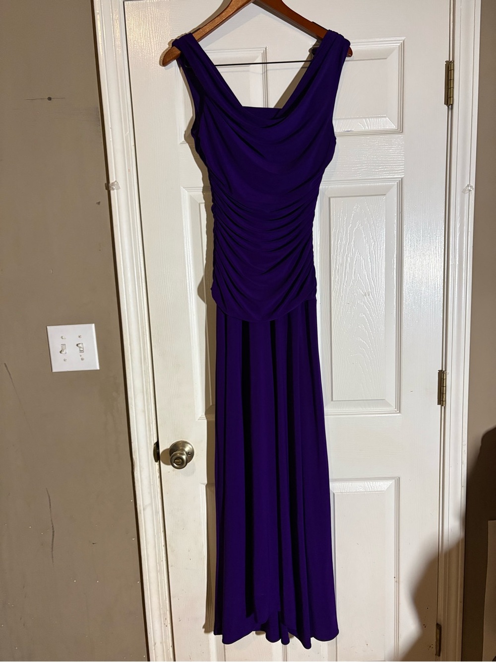 dressbarn Draped Sleeveless Maxi Dress in Deep Purple